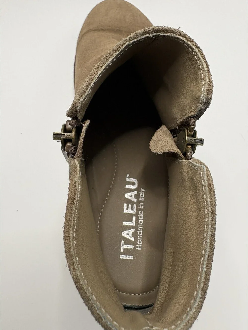 Italeau Foliana Tan Brown Suede Zip Ankle Boots Italy Women’s 38 US 7.5